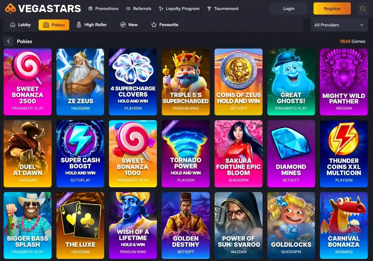 Current Vegastars game lobby relevant to this guide